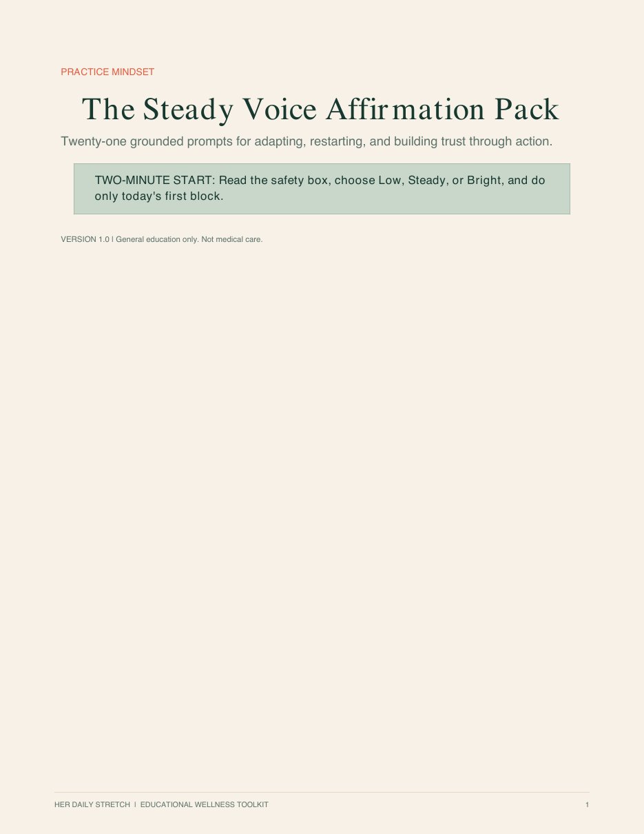 Cover of the Steady Voice Affirmation Pack